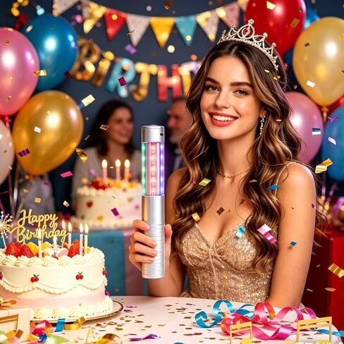 Bottle Service Lights LED Strobe Baton Bottle Girl Lights Rechargeable Handheld Flashing Club Signs Upgrade 4 Pcs for Birthday Wedding Party(Silver Colorful Light) in Saudi Arabia