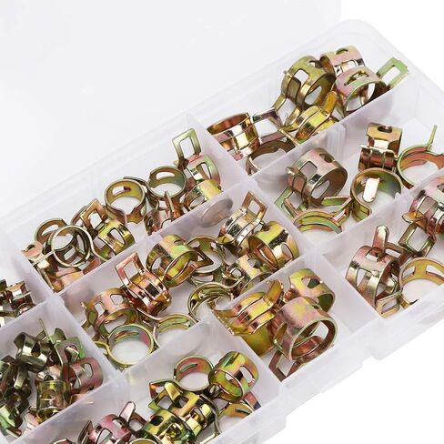 Hose Clamps Spring Clip Assortment Set 80pcs Galvanized Tube Clamp Fastener for Air Water Fuel Silicone Hose 6mm to 15mm Zinc Plated Durable Resealable Case in Saudi Arabia