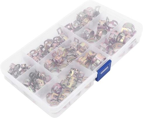 Hose Clamps Spring Clip Assortment Set 80pcs Galvanized Tube Clamp Fastener for Air Water Fuel Silicone Hose 6mm to 15mm Zinc Plated Durable Resealable Case in Saudi Arabia