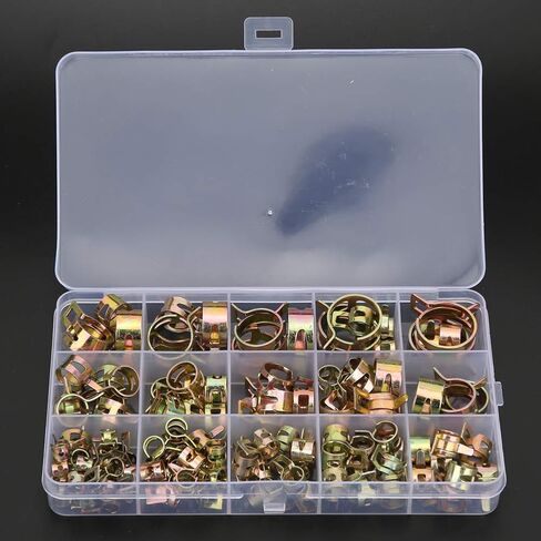 Hose Clamp Spring Clip Fastener 115Pcs Colored Zinc Plated Durable Tube Clamps for Water Air Fuel Silicone Hoses 6mm to 22mm Assorted Sizes in Saudi Arabia