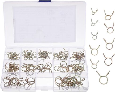 minkissy 120pcs Zinc-plated Spring Hose Clamp Set Tubing Clamps for Water and Fuel Lines Industrial Pipe Fasteners Compatible with Air and Transmission Hoses in Saudi Arabia