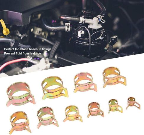 Hose Clamp Spring Clamps Fuel Pipe Clamps Durable Flexible Tight Sealing For Automotive Marine Industrial Use Carbon Steel Zinc Plating 6mm to 22mm 100Pcs Kit in Saudi Arabia