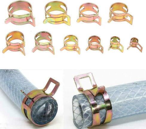 Hose Clamp Spring Clamps Fuel Pipe Clamps Durable Flexible Tight Sealing For Automotive Marine Industrial Use Carbon Steel Zinc Plating 6mm to 22mm 100Pcs Kit in Saudi Arabia