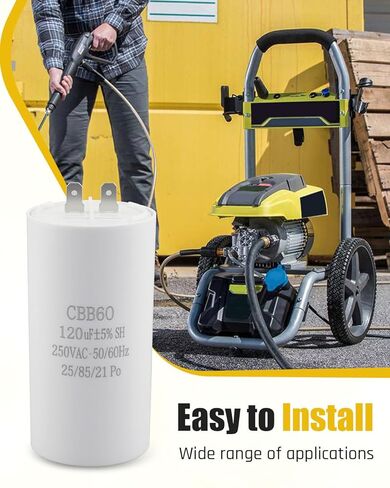 مكثف تشغيل المحرك CBB60 مناسب لغسالة الضغط الكهربائية Ryobi Ry142300 120 فائق التوهج 250VAC in Kuwait
