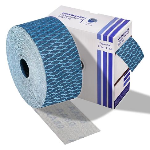 مجموعة لفات ورق الصنفرة على شكل ماسي، 2-3/4 بوصة × 5 ياردة، بكرة متواصلة بخطاف وحلقة، حبيبات متنوعة 60/80/120/180/400، مثالية لصنفرة الخشب والمعادن في السيارات in Kuwait