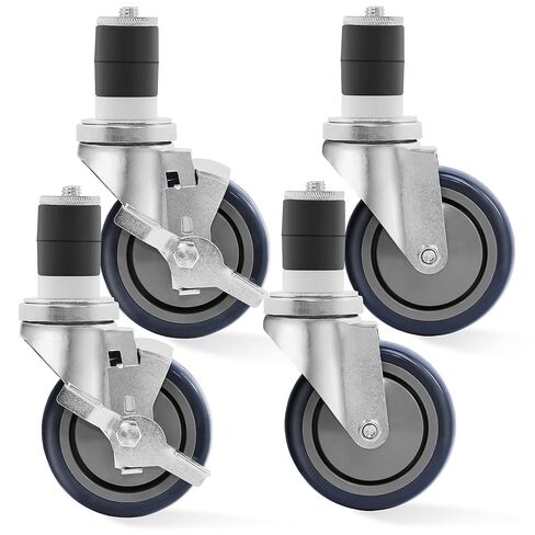 KUTLER 4-Inch Caster Wheel Set for Commercial Kitchen Prep Work Tables - Set of 4 Swivel Casters 2 with Brakes and 2 Without Brakes in Saudi Arabia