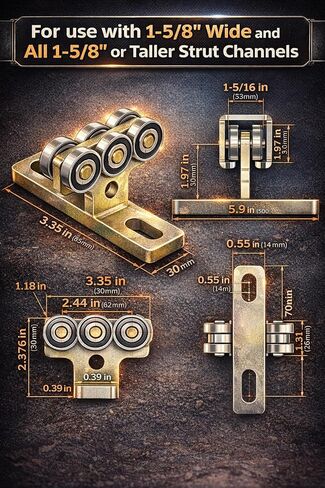 6 Wheel T Type Trolley Assembly Electric Hoist Easy Installation Roller Trolley Silent for use with 1-5/8" Wide and All 1-5/8" or Taller Strut Channel-1PACK in Kuwait