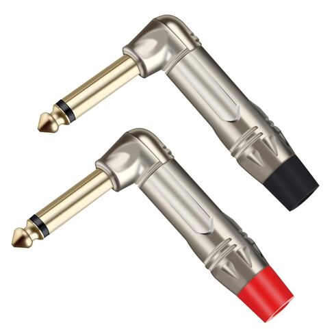 10 قطعة الزاوية اليمنى أحادية 6.35 مللي متر جاك 6.3 مللي متر ذكر موصل قابس 1/4 بوصة التوصيل ميكروفون موصل (أسود) in Kuwait