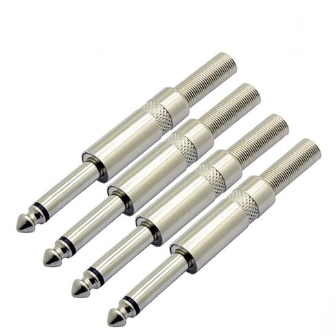 10 قطعة/الوحدة 6.35 مللي متر 2 أقطاب أحادية ذكر وصلة صوت كابل سلك موصل 1/4 بوصة أحادية جاك مع الربيع ميكروفون موصل in Kuwait