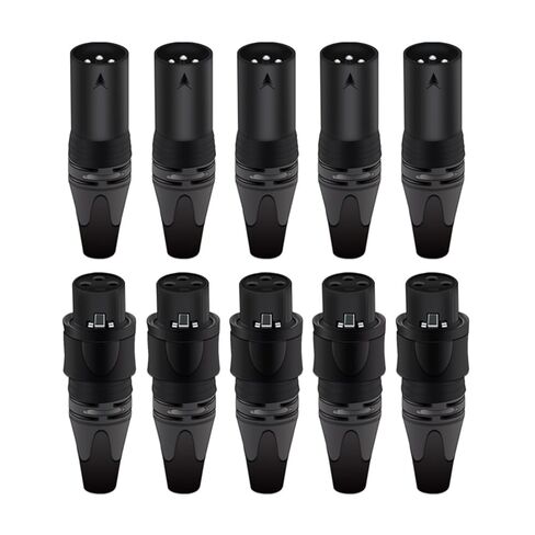 5 مجموعات في الهواء الطلق XLR 3Pin الذكور والإناث الصوت هيئة التصنيع العسكري موصل لوحة التركيب أسود/فضي قذيفة (5xM 5xF-Blue-B) in Kuwait