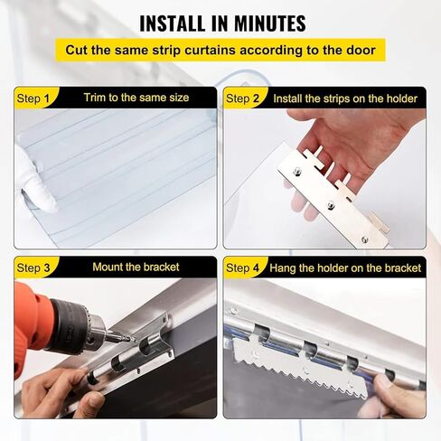طقم ستائر من شريط PVC الشفاف للمبرد والفريزر، شرائط باب من الفينيل مقاس 1.62 × 2.4 متر، ستارة شفافة متينة، سهلة التركيب، مثالية للتحكم في درجة الحرارة in Saudi Arabia