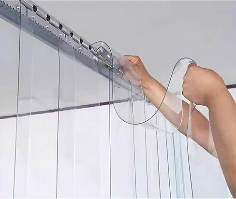 ستارة شريطية من مادة PVC معزولة حراريًا للمجمدات والمبردات، تصميم متداخل لأبواب الفريزر، بلاستيك فينيل شفاف، عرض 210 × ارتفاع 210 سم (82.68 × 82.68 بوصة) in Kuwait