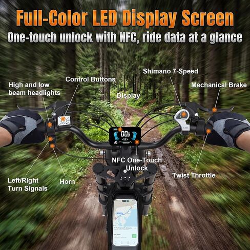 Electric Bike for Adults with NFC Unlock, 1500/3000W Peak, 31/35MPH, 48V 15.6/20Ah E-Bike, Max 80 Miles Electric Motorcycle, 20"/17" Fat Tire Electric Dirt Bike, UL 2849 in Saudi Arabia
