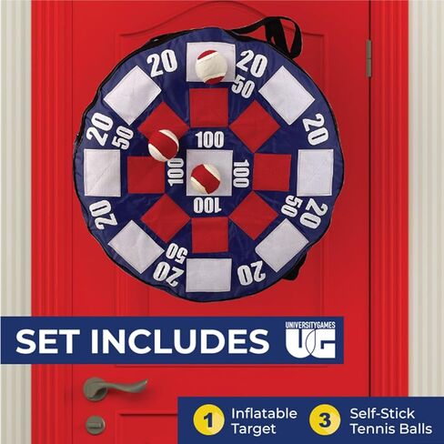 University Games, Lawn Party Collection, Inflatable Dart Ball Game Set with (3) Self Stick Tennis Balls - Fun Indoor + Outdoor Tennis Toss - 24" x 24" in Saudi Arabia