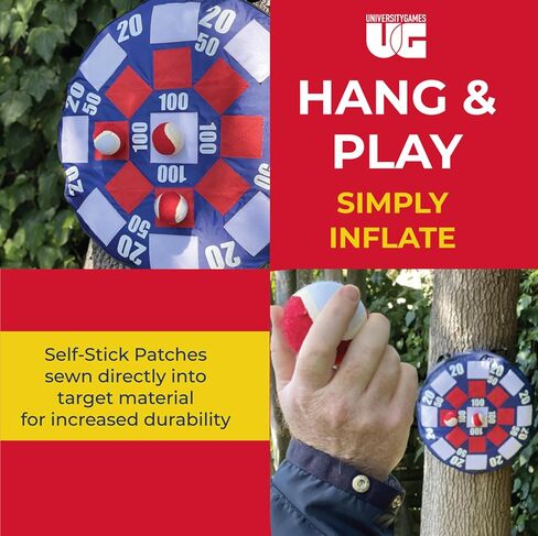 University Games, Lawn Party Collection, Inflatable Dart Ball Game Set with (3) Self Stick Tennis Balls - Fun Indoor + Outdoor Tennis Toss - 24" x 24" in Saudi Arabia