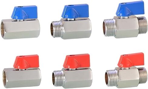 1PCS 1/8" 1/4" 3/8" 1/2" Threaded mini Brass Ball Valve Male to Female air Compressor Valve Water Gas Oil Shut-Off Valve(1/8",Female to Male_Blue Handle) in Kuwait