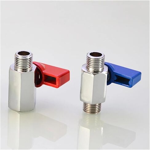 1PCS 1/8" 1/4" 3/8" 1/2" Threaded mini Brass Ball Valve Male to Female air Compressor Valve Water Gas Oil Shut-Off Valve(1/8",Female to Male_Blue Handle) in Kuwait