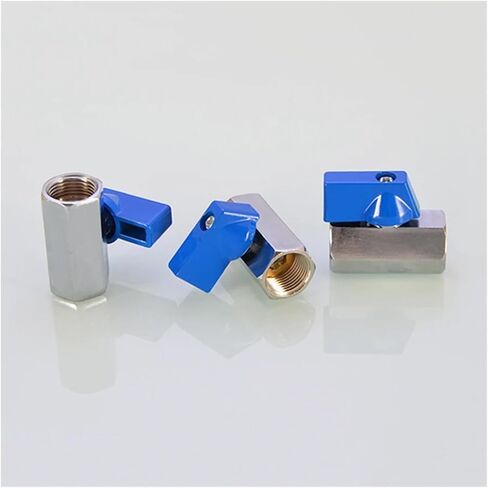 1PCS 1/8" 1/4" 3/8" 1/2" Threaded mini Brass Ball Valve Male to Female air Compressor Valve Water Gas Oil Shut-Off Valve(1/8",Female to Male_Blue Handle) in Kuwait
