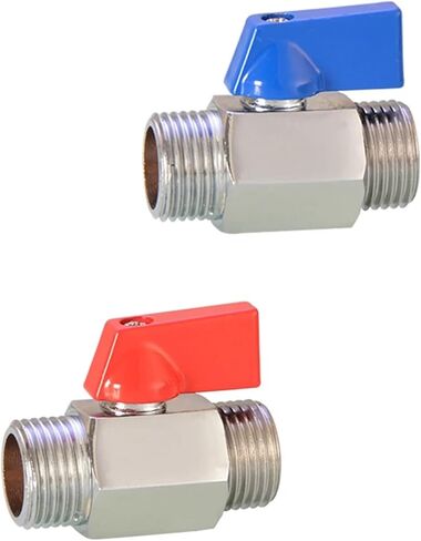 1PCS 1/8" 1/4" 3/8" 1/2" Threaded mini Brass Ball Valve Male to Female air Compressor Valve Water Gas Oil Shut-Off Valve(1/8",Female to Male_Blue Handle) in Kuwait