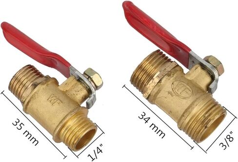 Garden Waterstop Brass Ball Valve 1/4" 3/8" Male to Male Thread Water Tank Aquarium Pipe Connection Water Flow Shutoff Valve(Yellow-1/4) in Kuwait
