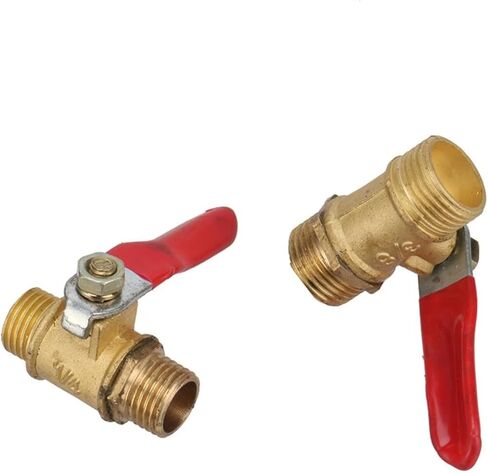 Garden Waterstop Brass Ball Valve 1/4" 3/8" Male to Male Thread Water Tank Aquarium Pipe Connection Water Flow Shutoff Valve(Yellow-1/4) in Kuwait