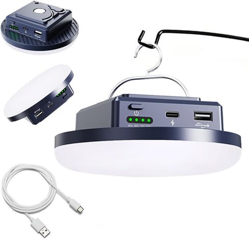 أضواء التخييم 13200 مللي أمبير 4500 لومن 45 وات معدات محمولة انقطاع التيار الكهربائي USB خارجي قابل لإعادة الشحن مغناطيسي معلق فانوس مصباح يدوي للطوارئ LED مظلة خيمة ضوء in Kuwait