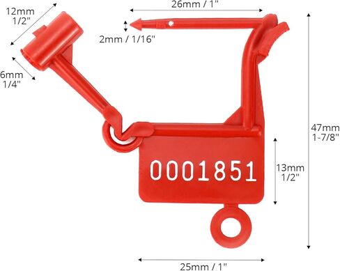 QWORK Tamper Evident Plastic Security Seals with Serial Numbers,100 Pcs Red Self-Locking Disposable Padlock Tags for Luggage, Transportation, Waterproof Numbered Zip Tie Locks in Saudi Arabia