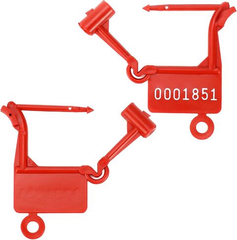 QWORK Tamper Evident Plastic Security Seals with Serial Numbers,100 Pcs Red Self-Locking Disposable Padlock Tags for Luggage, Transportation, Waterproof Numbered Zip Tie Locks in Saudi Arabia