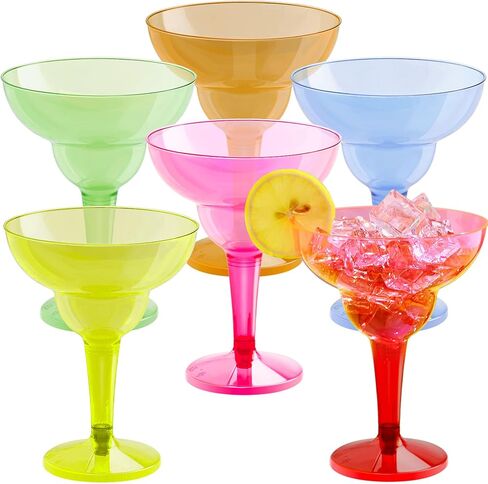JOYIN 36 Packs Plastic Margarita Glasses Cups 12 oz Disposable Cinco De Mayo Fiesta Party Decoration for Fun Taco Party Supplies, Neon Cocktail Cups, Mexican Theme for Carnivals in Saudi Arabia
