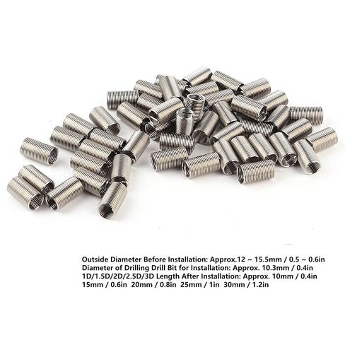 50Pcs M10x1.25 Helical Threaded Inserts Stainless Steel Spiral Circle Repair Insert Reducer Nut Threaded Expand Socket Set (M10x1.25x3D) in Saudi Arabia