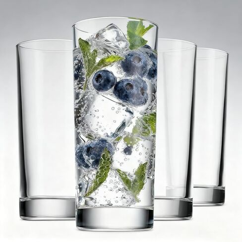 مجموعة أكواب Farielyn-X للشرب اليومي مكونة من 8 أكواب زجاجية طويلة 14oz وأكواب مياه زجاجية قصيرة 10.5oz، أدوات شرب بهلوان الإعصار للكوكتيل والقهوة المثلجة والبيرة والشاي والنبيذ والويسكي in Kuwait