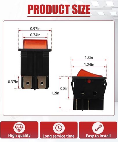 2Pcs RS606 Rocker Switch Fits for LECI,4pin 2position 16A 250V T105/55LECI in Kuwait