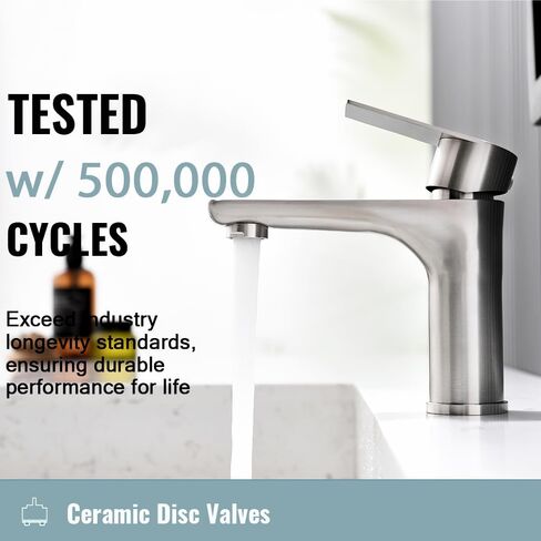 Single Hole Bathroom Faucet, Stainless Steel Bathroom Faucets, Brushed Nickel Commercial Bathroom Sink Faucet,Single Handle Bathroom Sink Faucet with Supply Lines, BF019L in Saudi Arabia