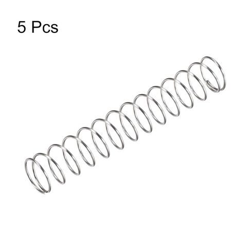 Compression Spring,304 Stainless Steel,15mm OD,1mm Wire Size,45mm Compressed Length,90mm Free,35N Load Capacity,Silver Tone,5pcs in Saudi Arabia