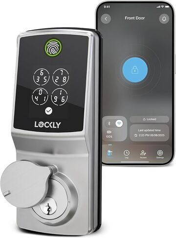 Lockly Secure Pro (2025 Latest Version), Smart Lock with Built-in Wi-Fi, New-Gen Fingerprint Door Lock, Keyless Entry Deadbolt, PIN Genie Keypad, Auto Lock, App Remote Control, Easy Installation in Kuwait