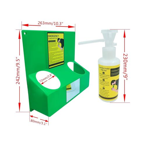 مجموعة أدوات غسيل العين المحمولة في حالات الطوارئ لغسل العين، محطة غسيل العين المثبتة على الحائط معتمدة من إدارة السلامة والصحة المهنية (OSHA) مع زجاجات 2 × 16.09 أونصة، مع مرآة وعلامة طوارئ، مادة أمان، لا يوجد حل in Kuwait