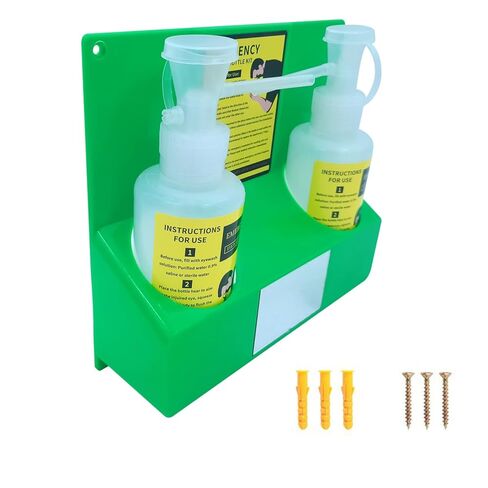 مجموعة أدوات غسيل العين المحمولة في حالات الطوارئ لغسل العين، محطة غسيل العين المثبتة على الحائط معتمدة من إدارة السلامة والصحة المهنية (OSHA) مع زجاجات 2 × 16.09 أونصة، مع مرآة وعلامة طوارئ، مادة أمان، لا يوجد حل in Kuwait