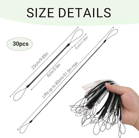 مجموعة حبل مرن مكون من 30 قطعة، ملحق حامل قلم الحافظة وحبل القلم للكمبيوتر اللوحي أو لوحة الكتابة، سلسلة سلك ملف القلم من مادة البولي يوريثان، بطول 9.8 بوصة يمتد إلى 35.4 بوصة، أسود وشفاف in Kuwait