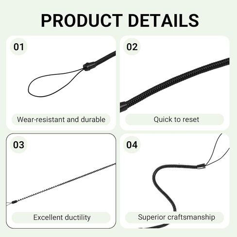 مجموعة حبل مرن مكون من 30 قطعة، ملحق حامل قلم الحافظة وحبل القلم للكمبيوتر اللوحي أو لوحة الكتابة، سلسلة سلك ملف القلم من مادة البولي يوريثان، بطول 9.8 بوصة يمتد إلى 35.4 بوصة، أسود وشفاف in Kuwait