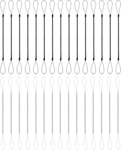مجموعة حبل مرن مكون من 30 قطعة، ملحق حامل قلم الحافظة وحبل القلم للكمبيوتر اللوحي أو لوحة الكتابة، سلسلة سلك ملف القلم من مادة البولي يوريثان، بطول 9.8 بوصة يمتد إلى 35.4 بوصة، أسود وشفاف in Kuwait