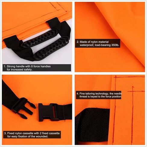 Oxford Folding Soft Stretcher with 8 Handles Waterproof Foldable/Emergency Rescue Back Stretcher with Storage Bags for Hospital,Clinic, Home,Sports venues,Ambulance Capacity 350 lbs Orange in Saudi Arabia