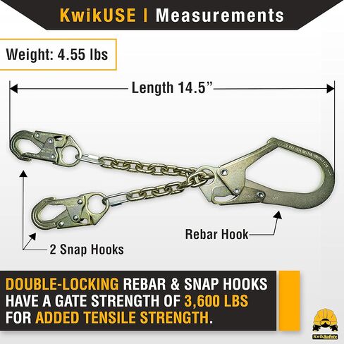 KwikSafety - شارلوت، NC - مجموعة سلسلة حديد التسليح الفولاذية مقاس 29 بوصة من REBAR Romeo [خطافات ذاتية القفل] ANSI OSHA حبل تحديد خفيف الوزن/خطافات مزدوجة الإطباق، خطاف حديد التسليح، سلسلة ملتوية معالجة بالحرارة in Saudi Arabia