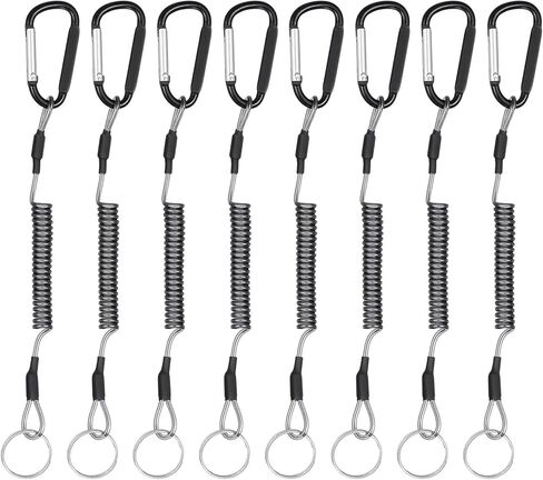 8 Pcs Retractable Safety Coiled Lanyard Heavy Duty Fishing Lanyard with Carabiner Kayak Retractable Tool Leash Keychain Fishing Rod Safety Lanyards for Fish Equipment Keys Cards Tools in Saudi Arabia