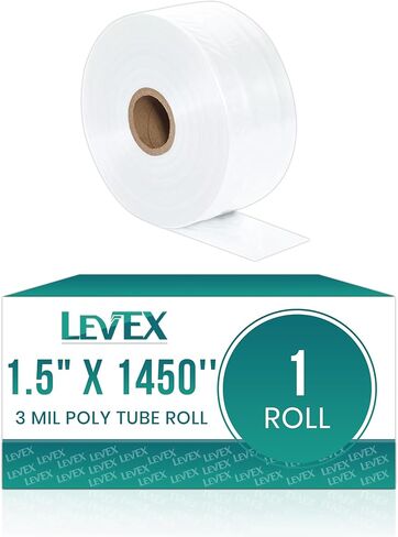 Levex - 1.5" Inches X 1450' Feet Lay Flat Poly Tubing Roll - 3-Mil Food Grade Polyethlene, Custom Poly Bag Packaging Solution for Packing, Moving & Storage, 1 Roll in Kuwait