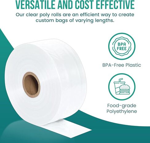Levex - 1.5" Inches X 1450' Feet Lay Flat Poly Tubing Roll - 3-Mil Food Grade Polyethlene, Custom Poly Bag Packaging Solution for Packing, Moving & Storage, 1 Roll in Kuwait
