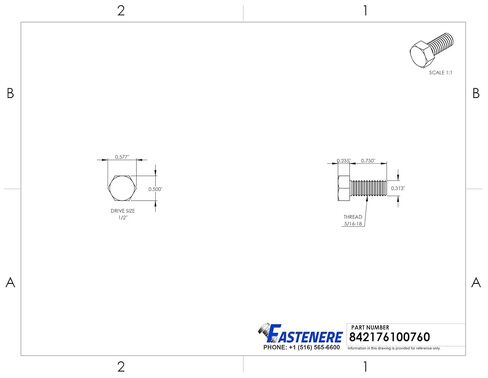5/16-18 x 3/4" Hex Head Cap Screw Bolts, External Hex Drive, Stainless Steel 18-8, Full Thread, Bright Finish, Flat Point, Quantity 25 by Fastenere in Saudi Arabia