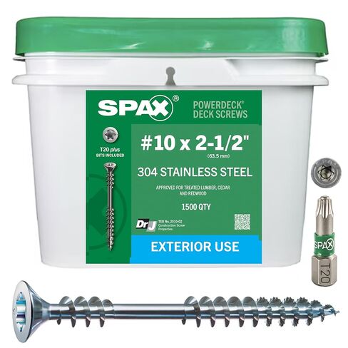 #10 x 2-1/2" Powerdeck Exterior Trim Head Powerdeck (1500 pcs) T20+ T-Star Plus Stainless Steel in Saudi Arabia