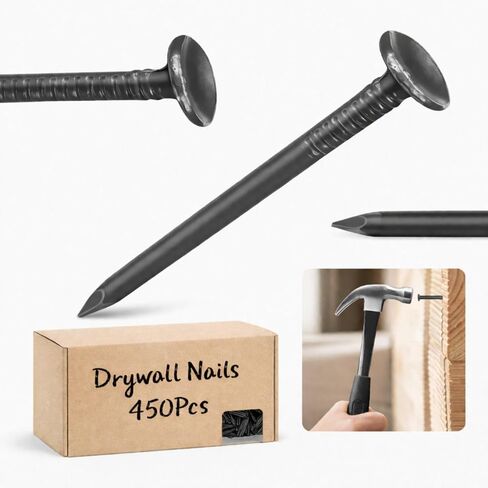 LEIFIDE 450 Pcs Flat Drywall Nails Box Panel Nails Phosphate Coated Rust Resistant Long Point Smooth Shank for Drywall Felt Wood Decking Insulation Board Ceilings (2 Pounds,1-5/8") in Saudi Arabia
