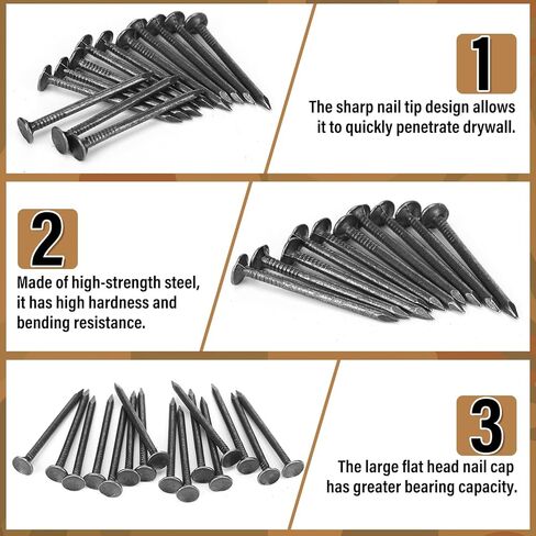 LEIFIDE 450 Pcs Flat Drywall Nails Box Panel Nails Phosphate Coated Rust Resistant Long Point Smooth Shank for Drywall Felt Wood Decking Insulation Board Ceilings (2 Pounds,1-5/8") in Saudi Arabia