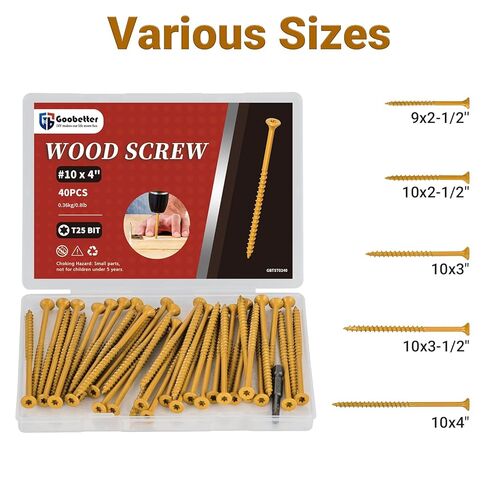 40 قطعة من براغي الخشب مقاس 10 × 4 بوصة، ومسامير سطح السفينة مسامير خشبية خارجية مقاس 4 بوصة، ورأس محرك توركس مطلي بالإيبوكسي المقاوم للصدأ، ومسامير التزيين الخارجية، وقطعة واحدة من لقمة النجمة T25 متضمنة، باللون الأصفر in Kuwait